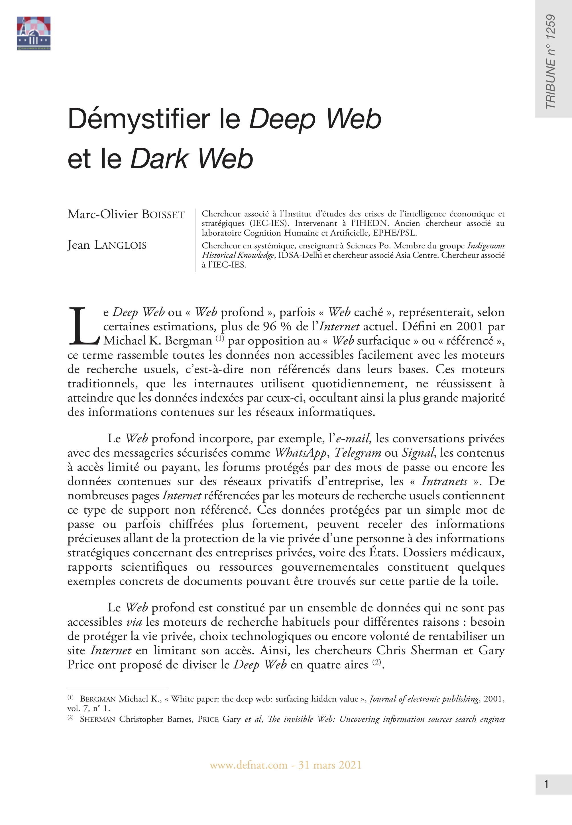 Démystifier le Deep Web et le Dark Web (T 1259)
